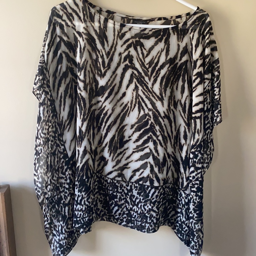 Talbots 100% Silk Scarf Print Poncho Top S/M
